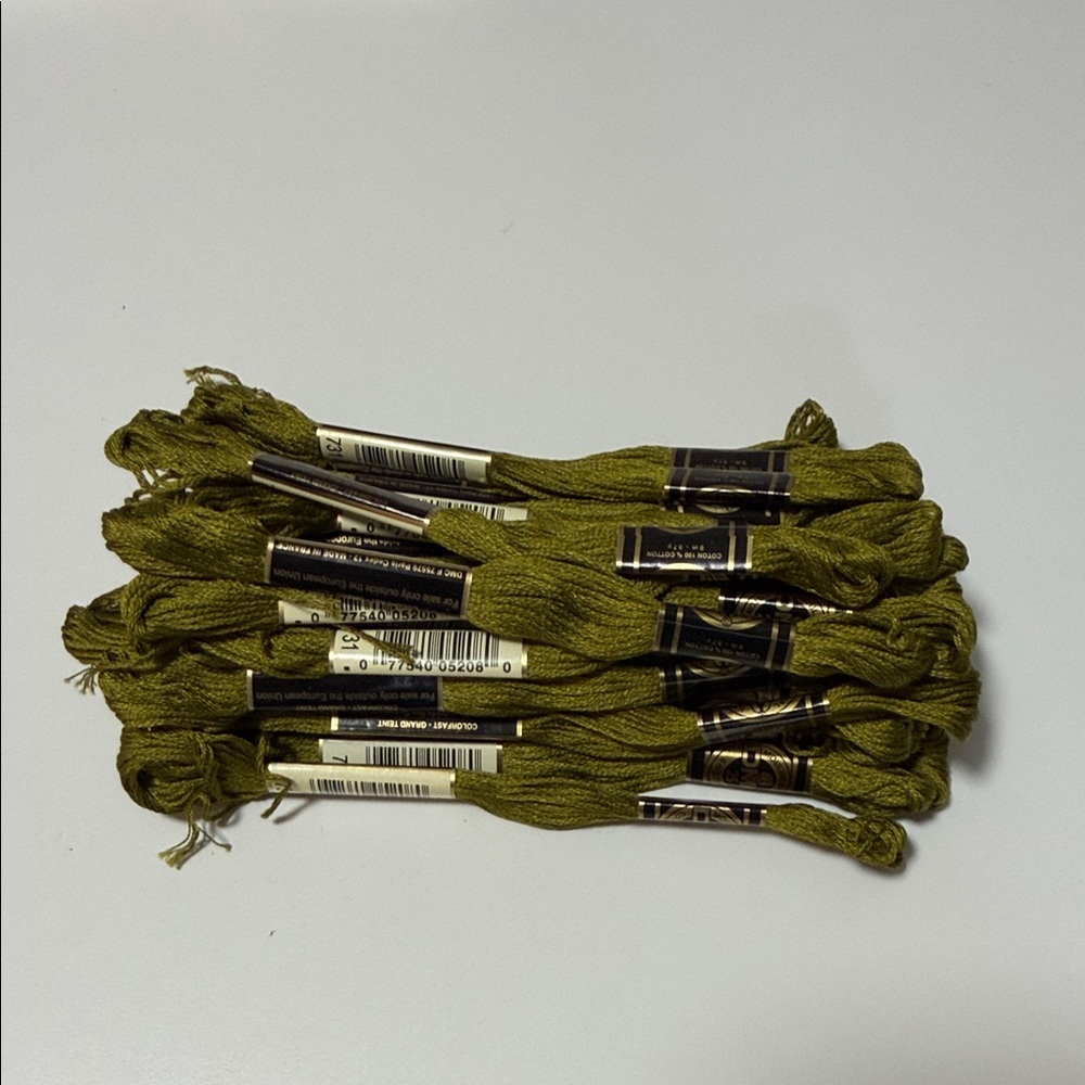 30 DMC (color 731) Olive Green Embroidery Floss Bundle
